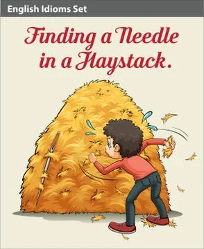 A boy finding a needle Stock Illustration