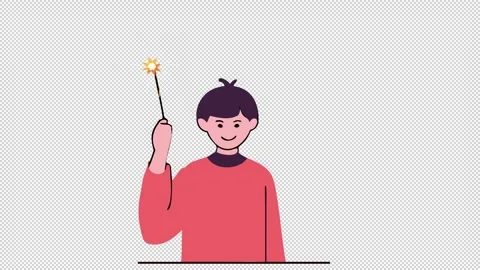 Boy with fireworks Stock Footage 327375862