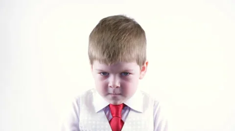 Boy first sad, then smiles Stock Footage 37204567