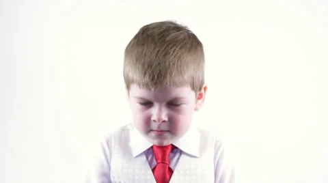 Boy first sad, then smiles Stock Footage 37204573