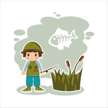Boy fisherman in vector format Stock Illustration