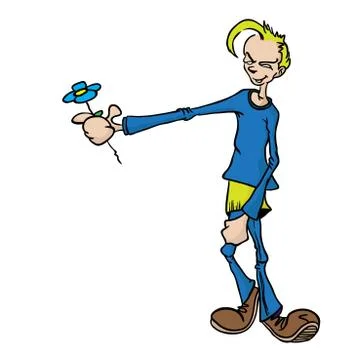 Boy with flower Stock Illustration