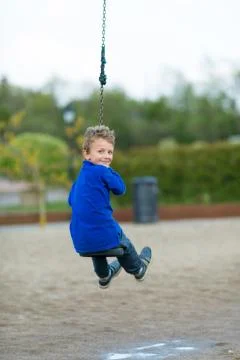 Boy on flying fox Stock Photos