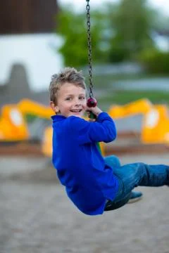 Boy on flying fox Stock Photos