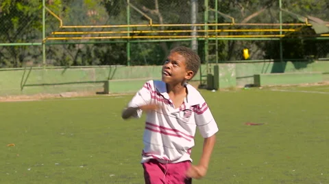 Boy flying kite on playground Stock Footage 61273727