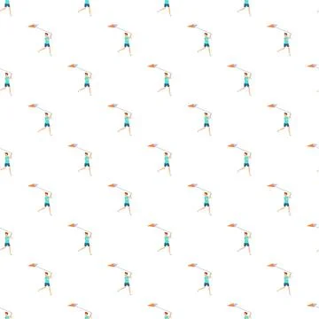 Boy flying kite seamless pattern summer fun イラスト素材