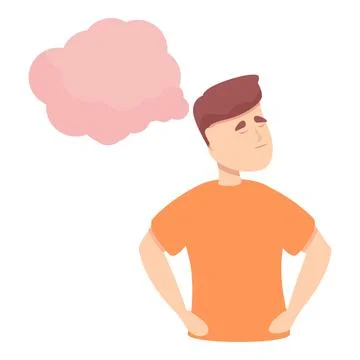 Boy forget thinking icon cartoon vector. Memory lost Illustrazione stock