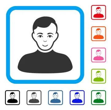 Boy Framed Enjoy Icon Stock Illustration