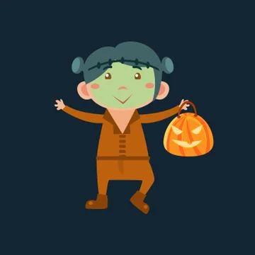 Boy In Frankenstein Haloween Disguise Stock Illustration