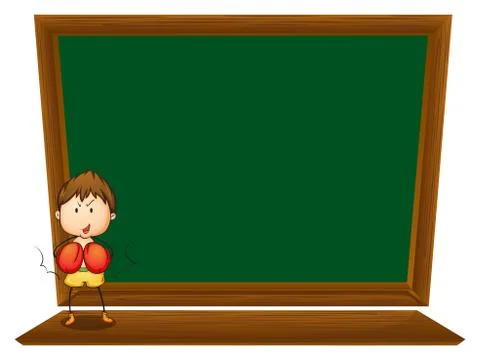 A boy in front of the empty blackboard 스톡 일러스트