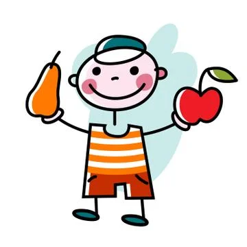 Boy with fruit Stock Illustration