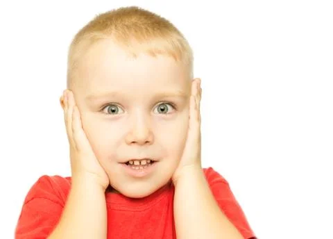 Boy with funny amazed expression Stock Photos