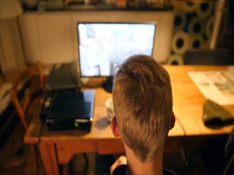 Boy gaming at home. Stock Footage 84756682