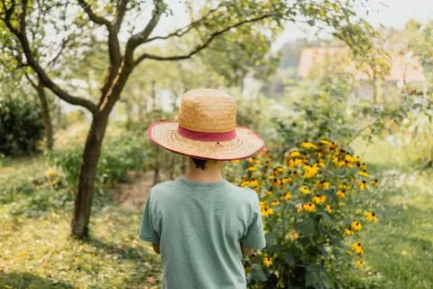 Boy in garden Stock Photos