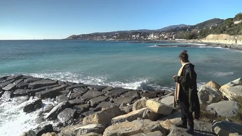 Boy Gazing at the Sea Stock-Footage 83389004