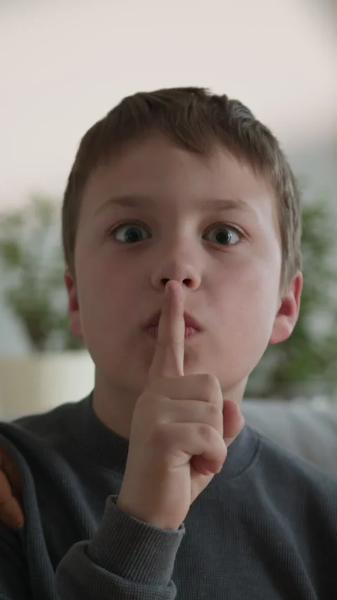 Boy Gesturing Silence Stock Footage 335487279