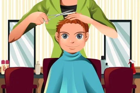 Boy getting a haircut Illustrazione stock