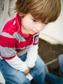 Boy getting make-up drawing Stock Photos