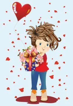 Boy with a gift Stock Illustration