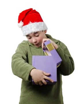 Boy with a gift Stock Photos