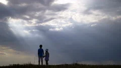 Boy With A Girl Holding Hands At Sunset Stock Video Pond5