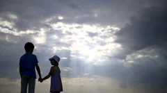 Boy With A Girl Holding Hands At Sunset Stock Video Pond5