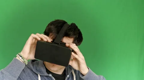 Boy with glasses for virtual reality Stock Footage 61475196