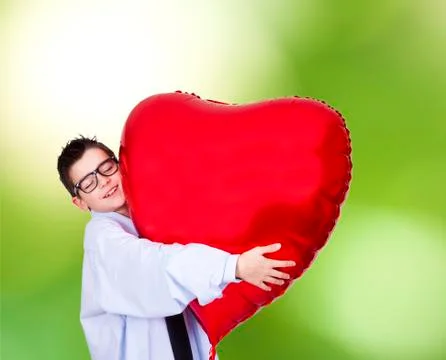 Boy with globe Foto stock