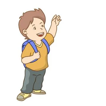 Boy go to school Vector cartoon Illustration Stock Illustration