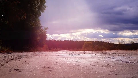 The boy goes to school. The boy is walking at sunset. Stock Footage 96066892