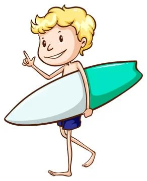 A boy going to the beach Stock Illustration