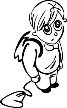 The boy is going to school. He carries a satchel and a shoe bag Stock Illustration