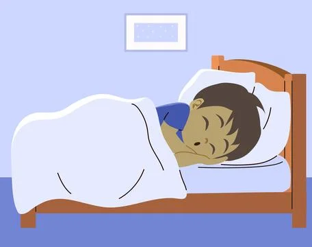 Boy Going to Sleep Nighttime Routine Cartoon Vector Illustration イラスト素材