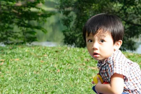 Boy on grass Stock Photos