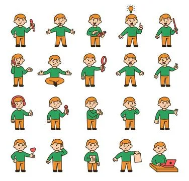 Boy guide character set Stock Illustration