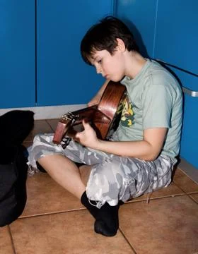 Boy with guitar Foto stock