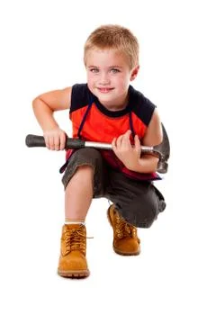 Boy with hammer Stock Photos