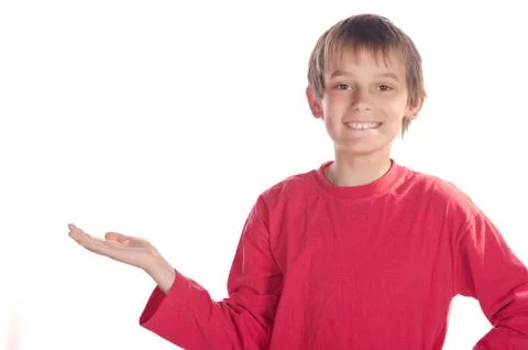 Boy with hand out Stock Photos