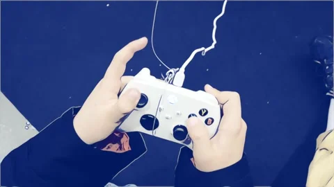 Boy Hands Using Game Controller, Top Shot. Stock Footage 225546805