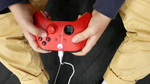 Boy Hands Using Game Controller, Top Shot. Stock Footage 225550590