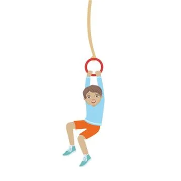 Boy Hanging On The Ring The Rope Stock Illustration