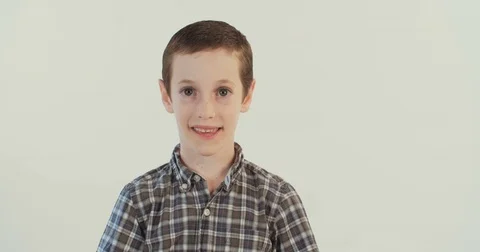 Boy happy on white backround Stock Footage 69764762