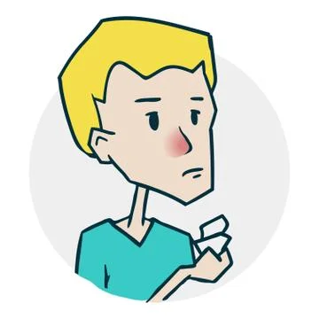 The boy has a runny nose Stock Illustration