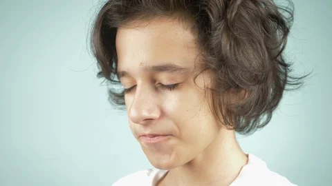 The boy has a sore throat. close-up, 4k, slow-motion Stock Footage 95674062