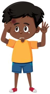 Boy having bruise on forehead Stock Illustration