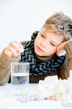 Boy having flu Stock Photos