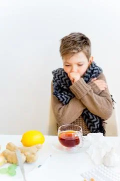 Boy having flu Stock Photos