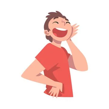Boy Having Fun, Portrait of Laughing Child with Happy Face Expression Cartoon Ilustración de archivo