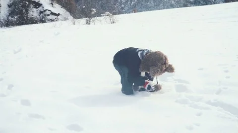 Boy having fun in winter Stock Footage 72132751