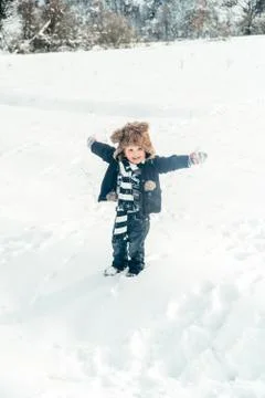 Boy having fun in winter Stock Photos
